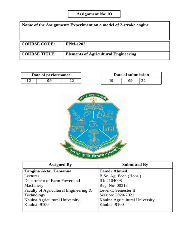 2-Stroke Engine Experiment Assignment | PDF