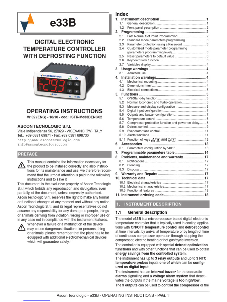 Digital Electronic Temperature Controller With Defrosting Function ...