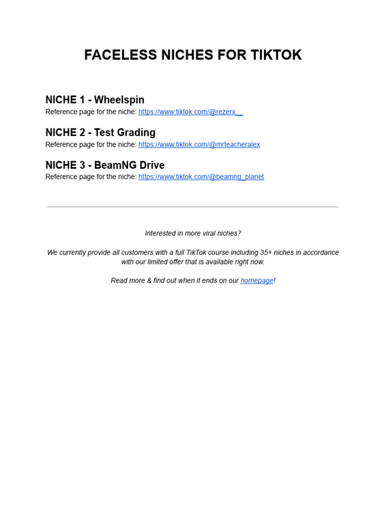 Viral Faceless TikTok Niches Guide | PDF