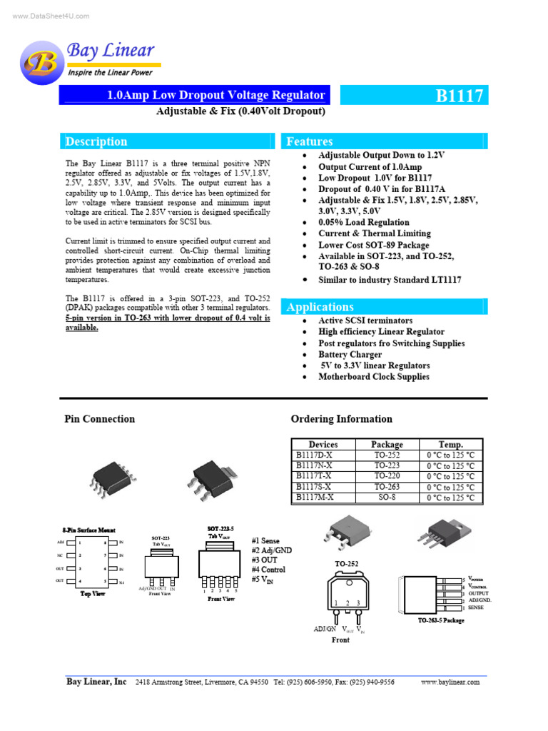 B1117 Low Dropout Voltage Regulator | PDF | Soldering | Amplifier