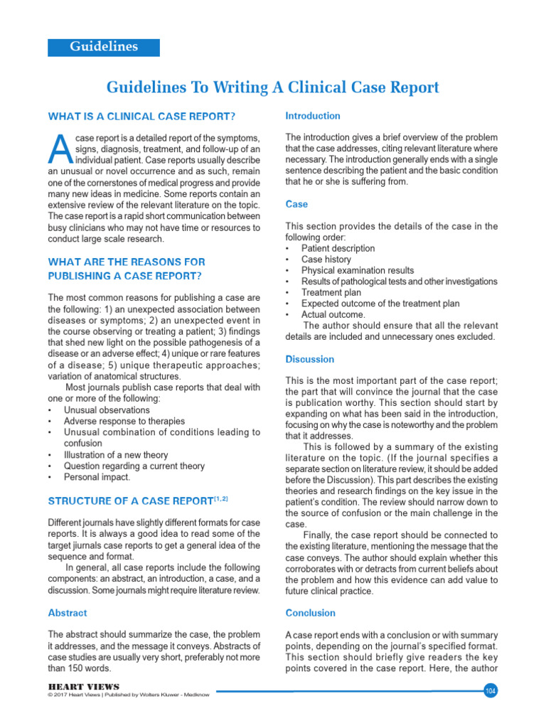 Writing Clinical Case Reports Guide | PDF | Case Report | Medicine
