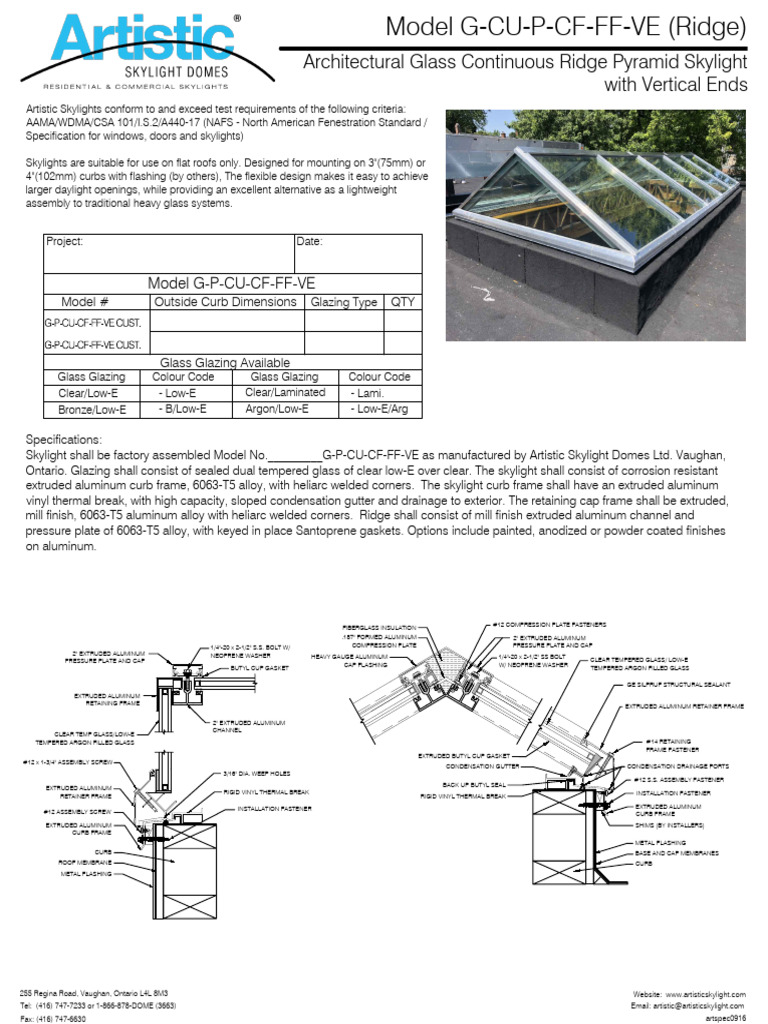 Pyramid Skylight Specifications Guide | PDF | Window | Glasses