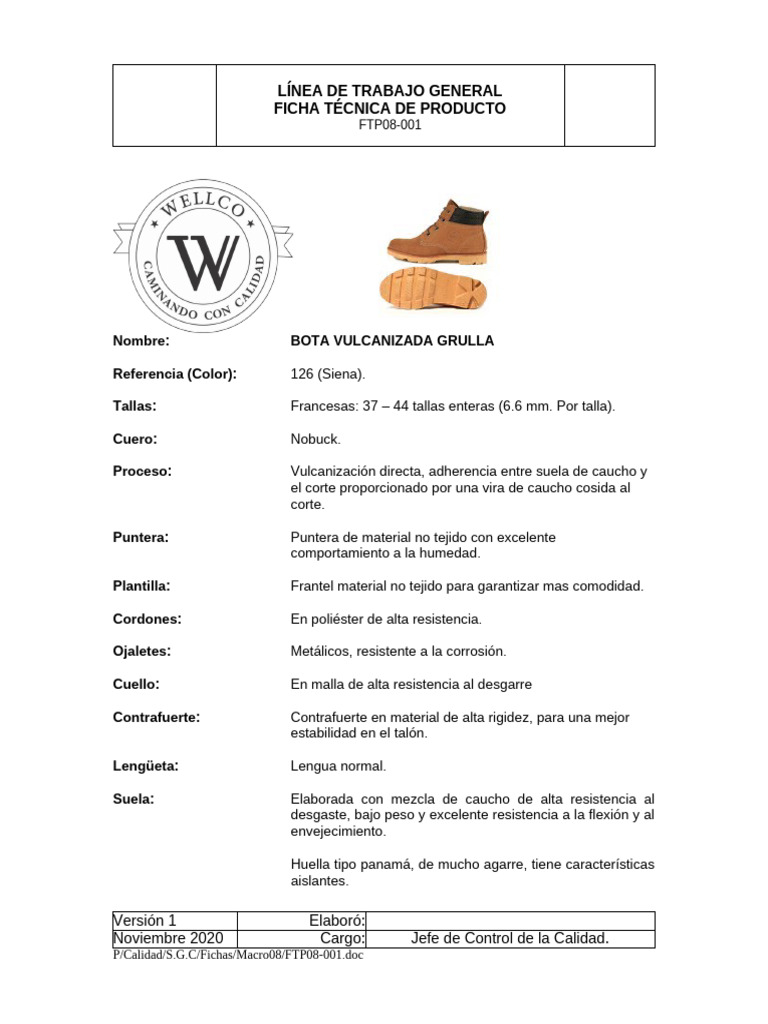 126 Bota Vulcanizada Wellco | PDF