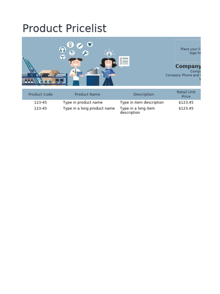 Comprehensive Product Pricelist Template | PDF