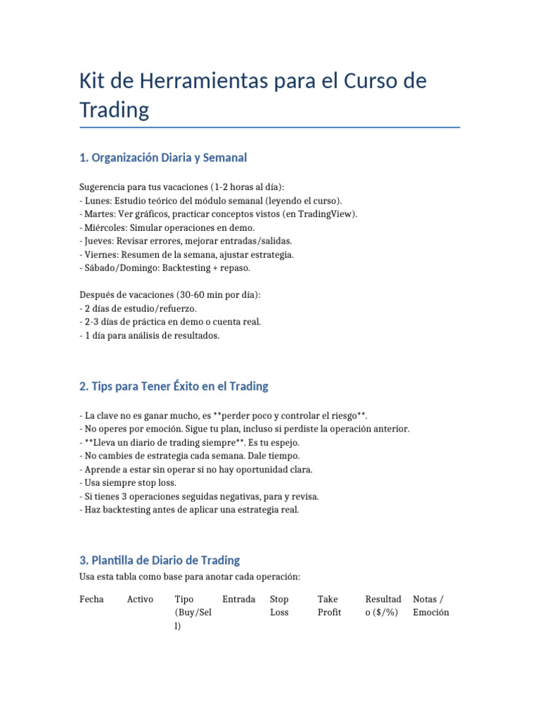 Kit Herramientas Trading | PDF