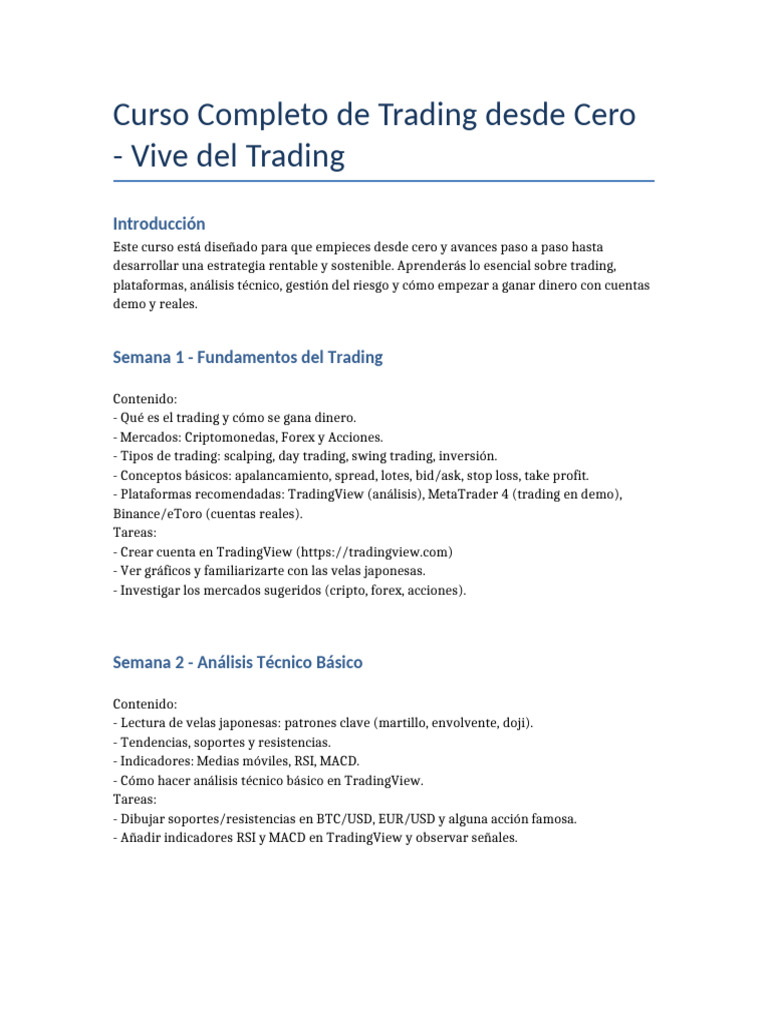 Curso Completo de Trading desde Cero | PDF | Comerciante (Finanzas ...