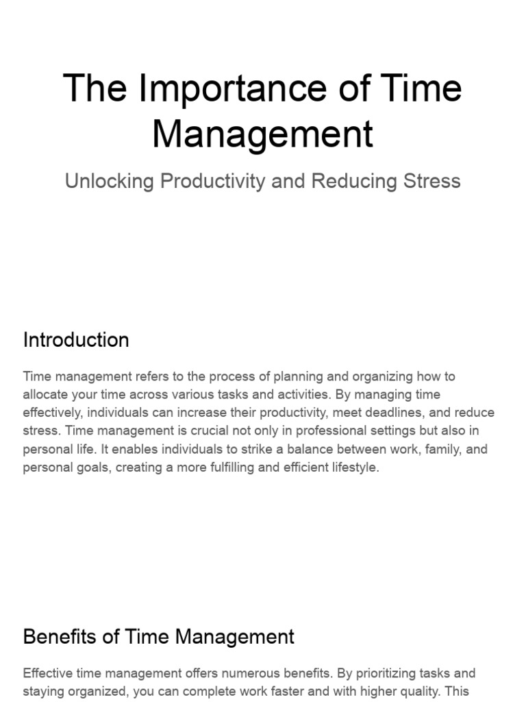 The Importance of Time Management | PDF | Time Management ...