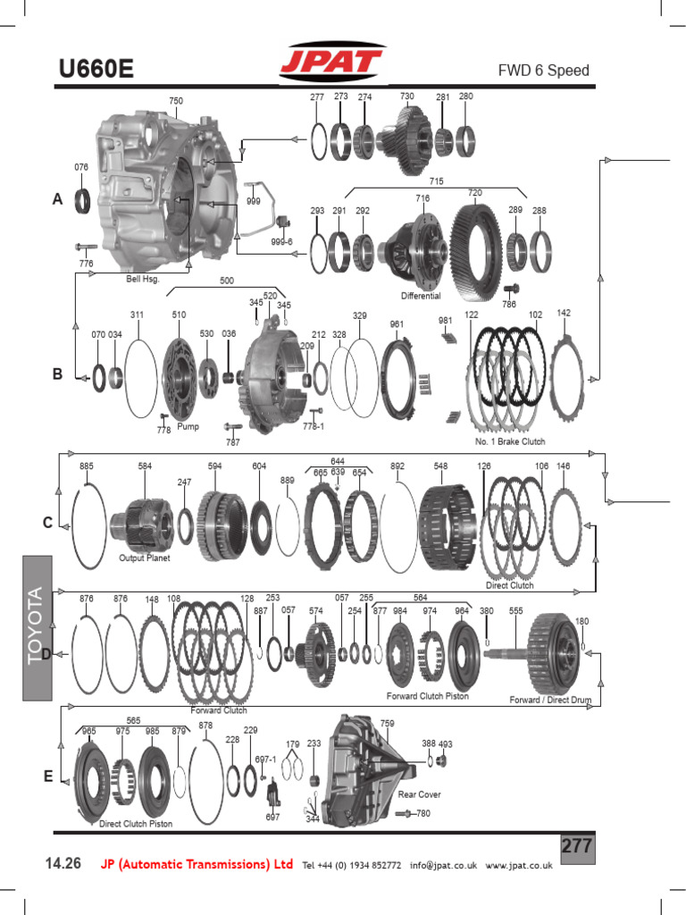 Toyota U660E Transmission Parts List | PDF | Clutch | Electrical Connector