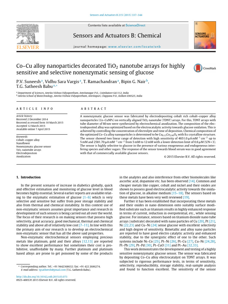 Co-Cu Alloy Nanoparticles Decorated TiO2 Nanotube Arrays For Highly ...