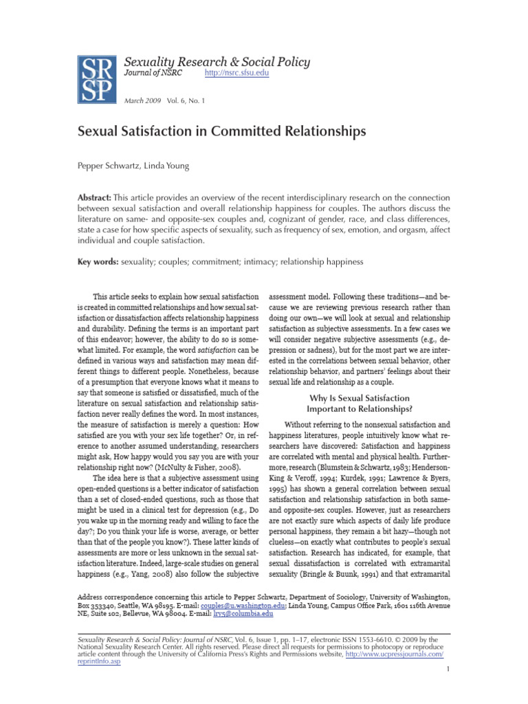 Sexual Satisfaction in Committed Relationships | PDF | Sexual ...