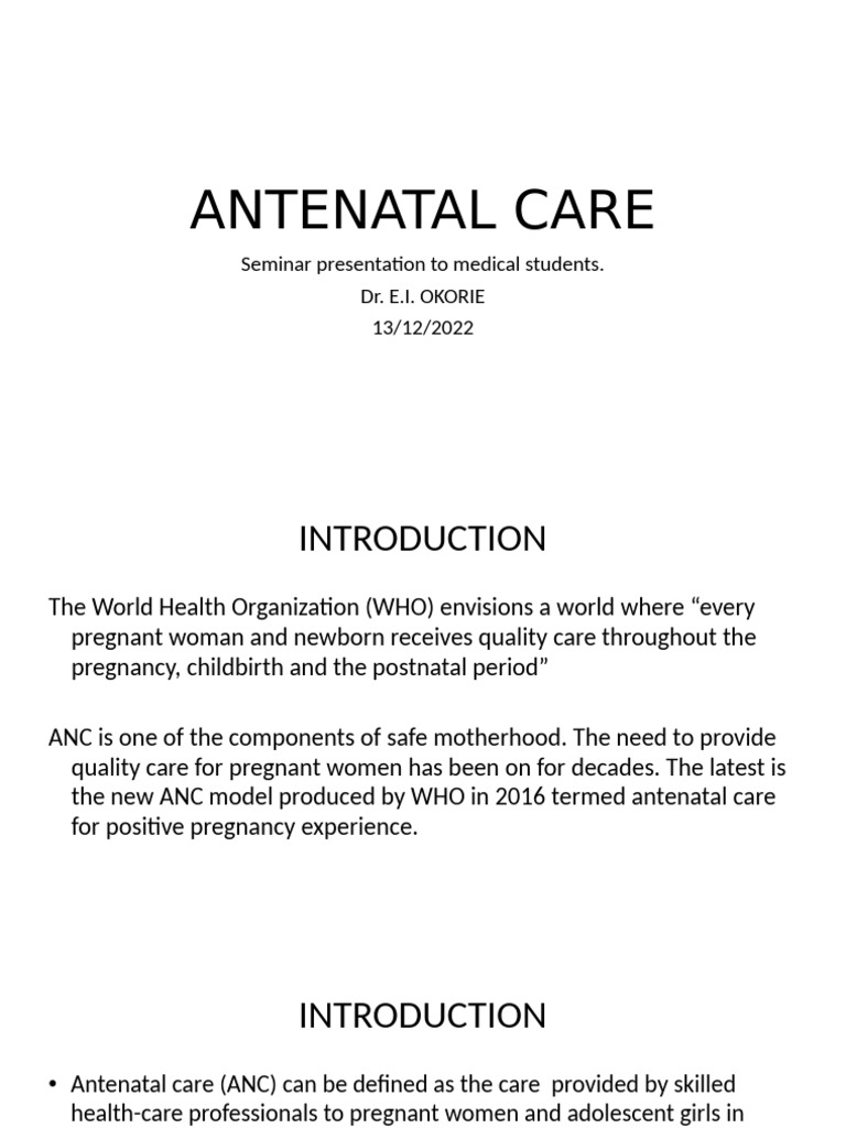 Comprehensive Antenatal Care Overview | PDF | Pregnancy | Childbirth