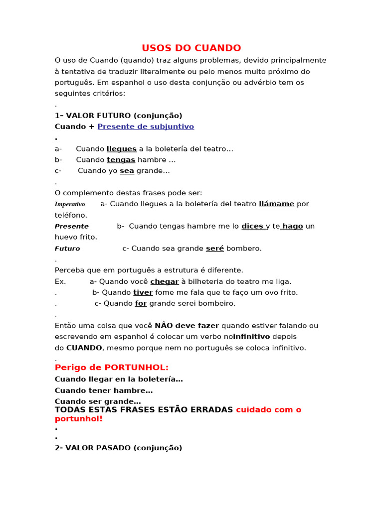 Cuando Explicaciones | PDF | Sintaxis | Lingüística