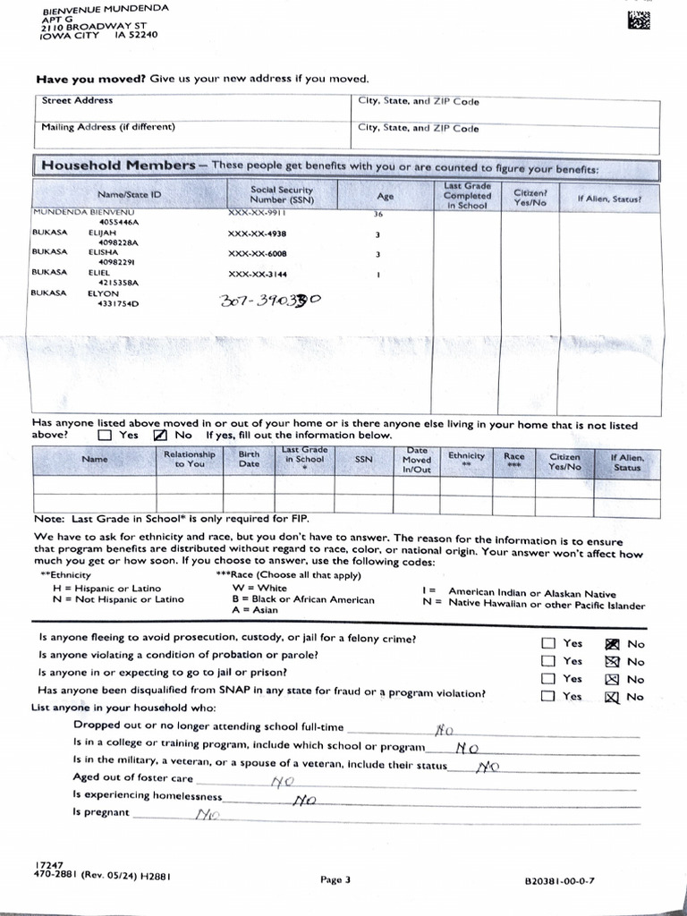 Household Information Update Form | PDF | The United States | Ethnicity