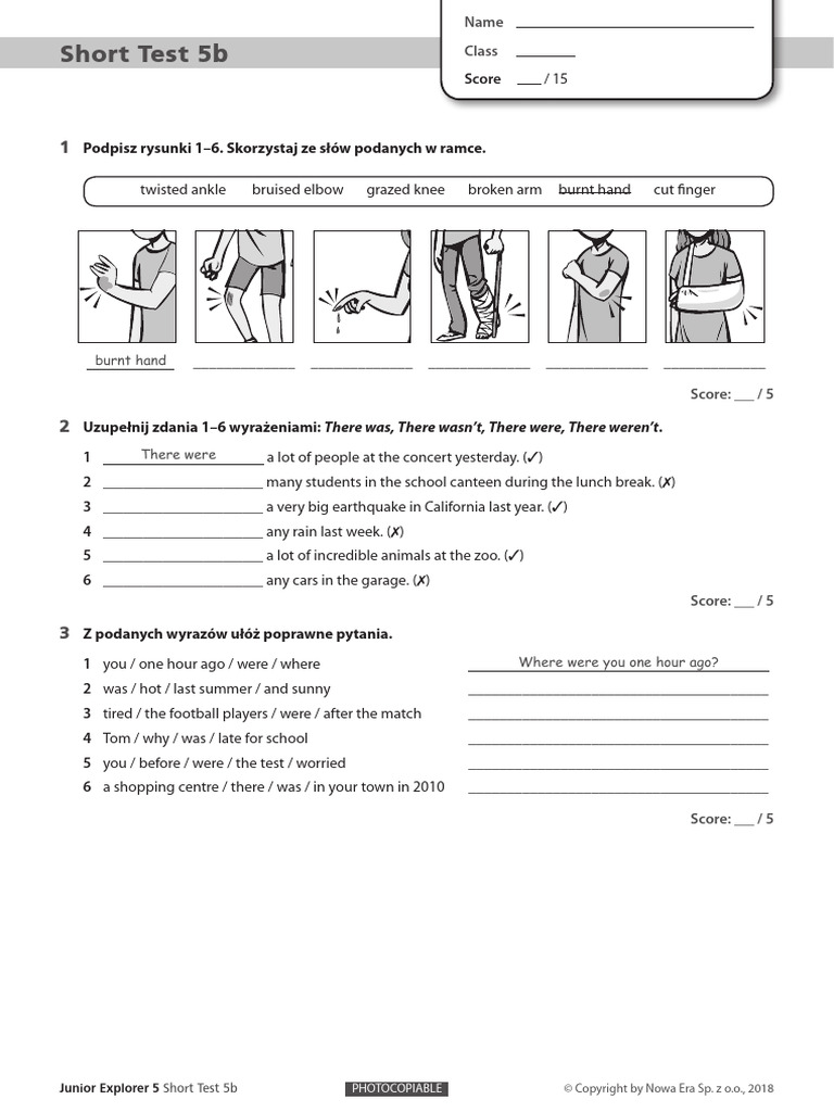 Junior Explorer 5 Unit 5 Short Test 5b | PDF