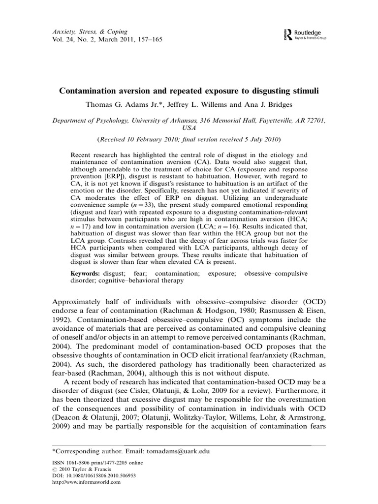 Adams Et Al. - Contamination Aversion and Repeated Exposure To ...