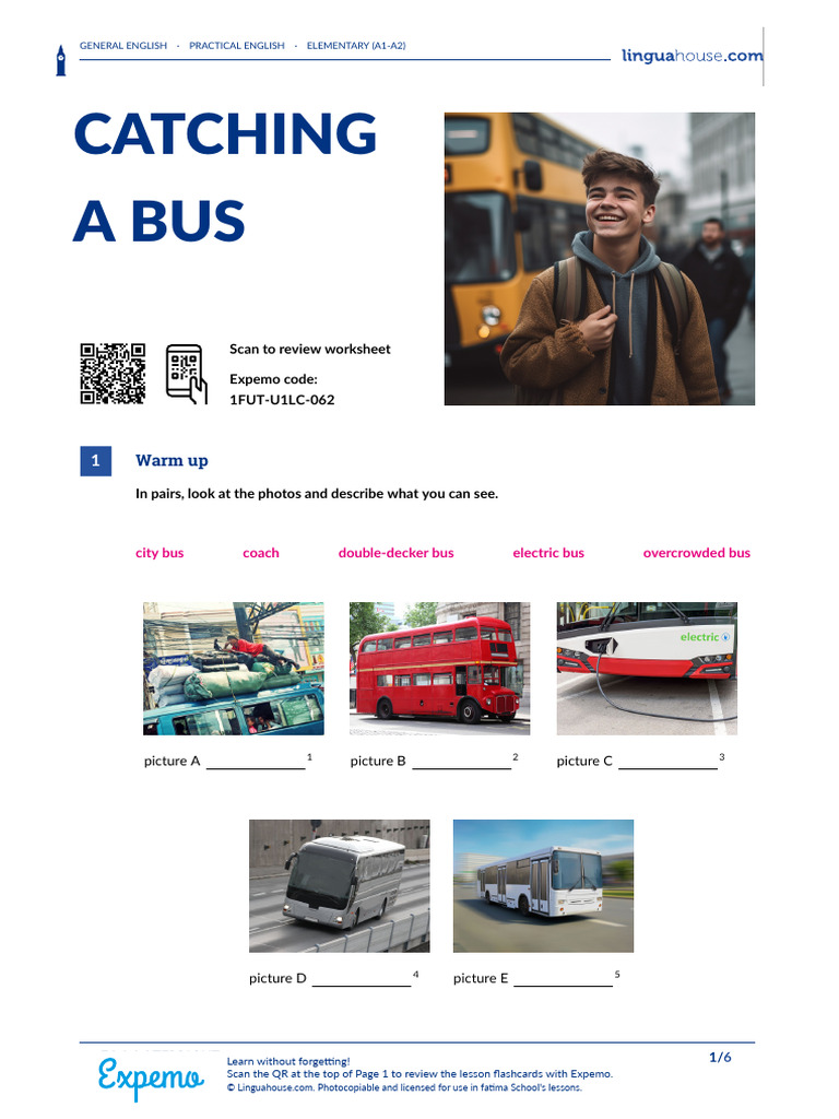 Bus Travel Vocabulary and Practice | PDF | Bus | Grammar