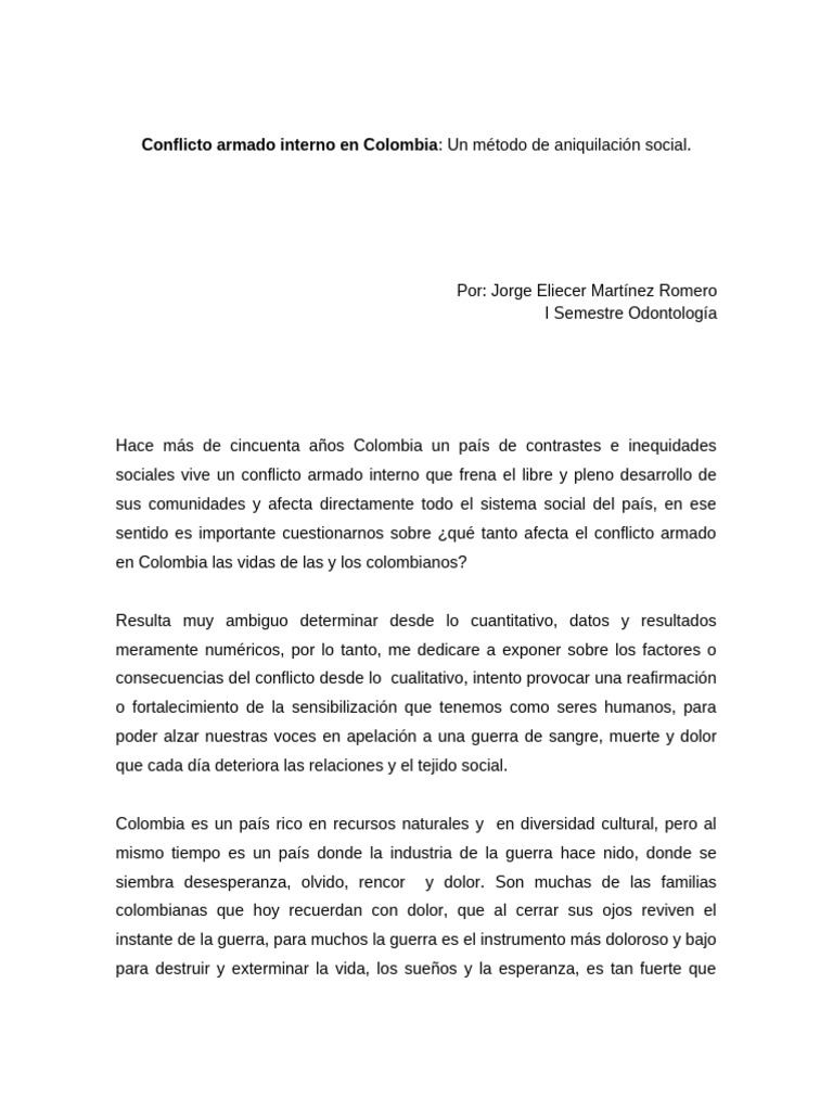 Conflicto armado en Colombia | PDF | Colombia | Paz