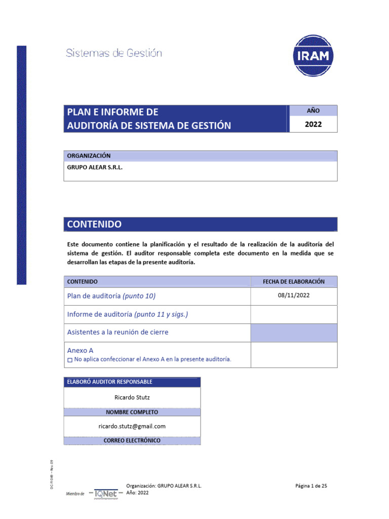 Plan de Auditoría M2 - Grupo Alear | PDF | Auditoría | Planificación