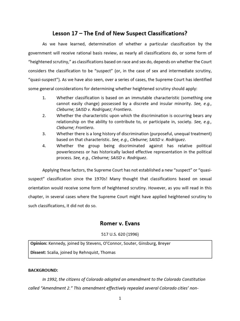 Lesson+17+ +End+of+Suspect+Classifications | PDF | Romer V. Evans ... image.