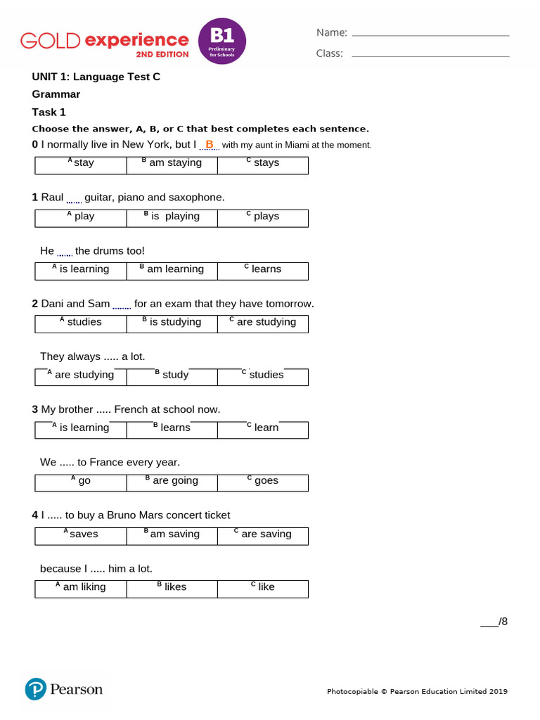 Gold Exp B1 U1 Lang Test C Dys Pdf