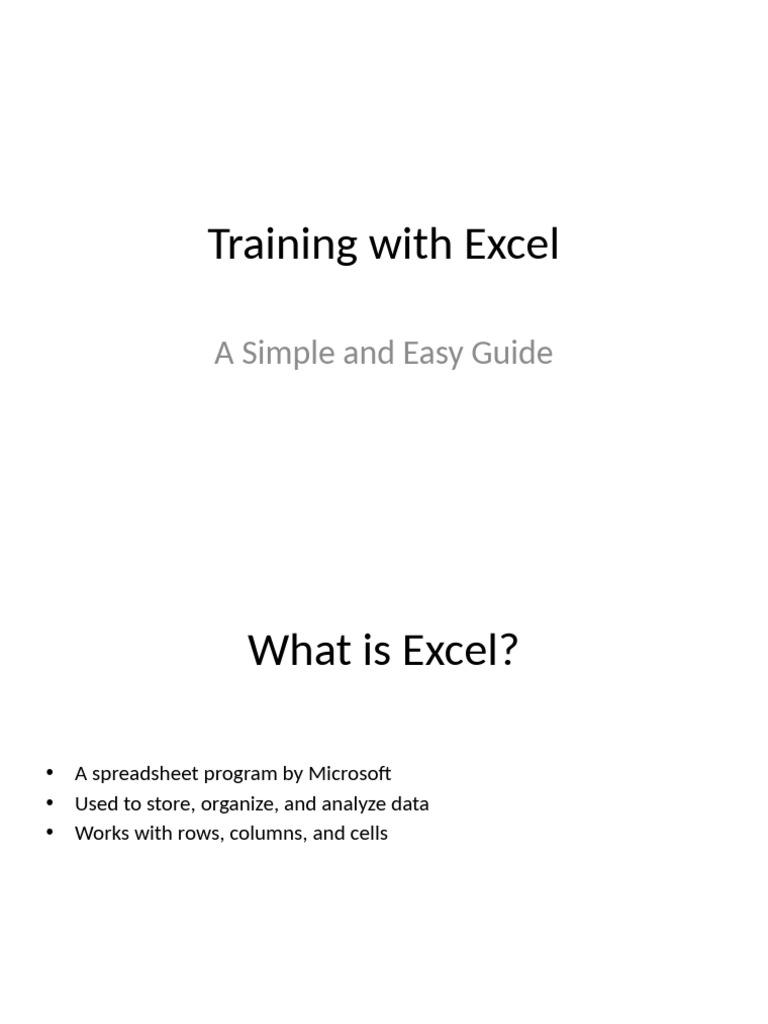 Basic Excel Training Guide | PDF