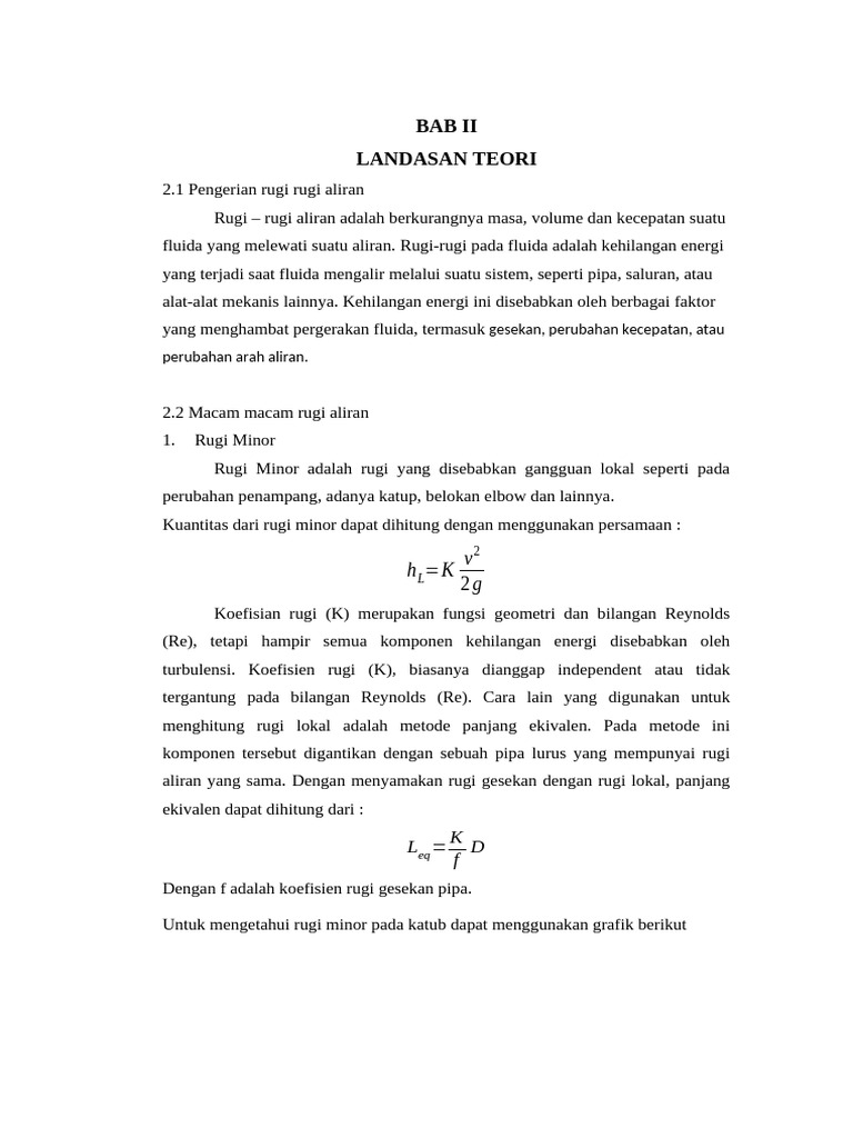 Rugi Aliran dan Jenis Katup dalam Pipa | PDF