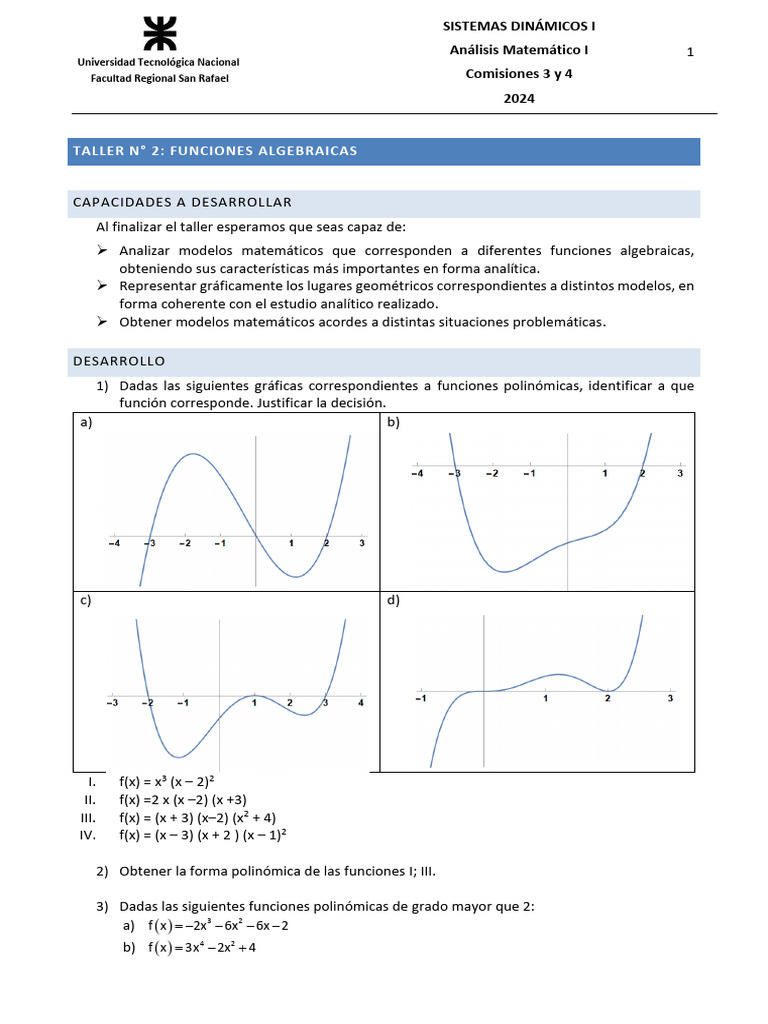 Taller de Funciones Algebraicas y Modelos Matemáticos | PDF | Objetos ...