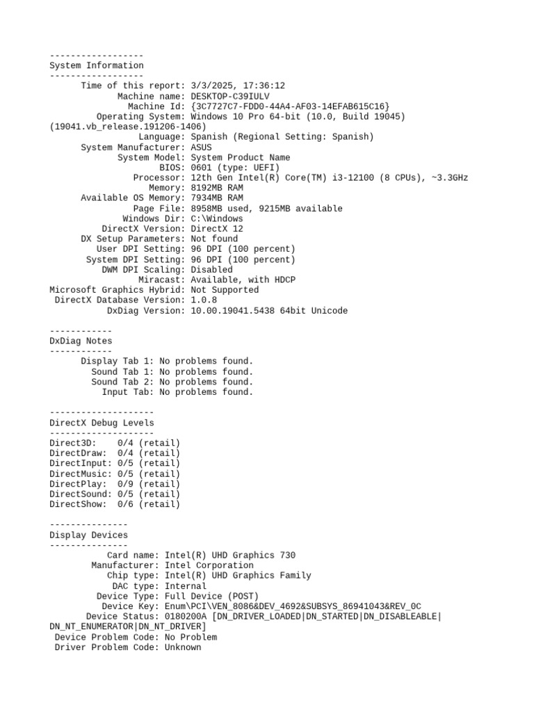 System Info and Device Drivers Report | PDF | Device Driver | Computer ...