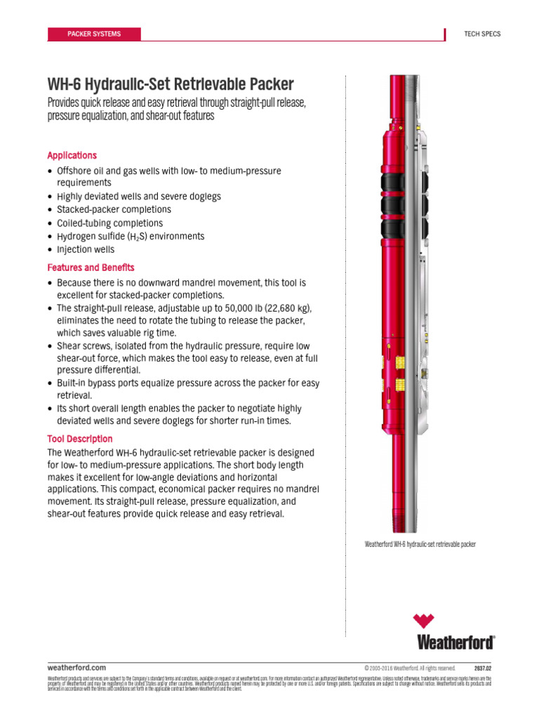 WH-6 Hydraulic-Set Packer Overview | PDF