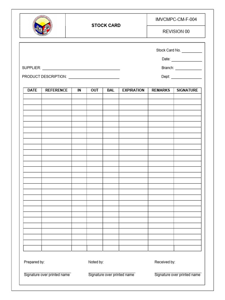 Stock Card Template | PDF