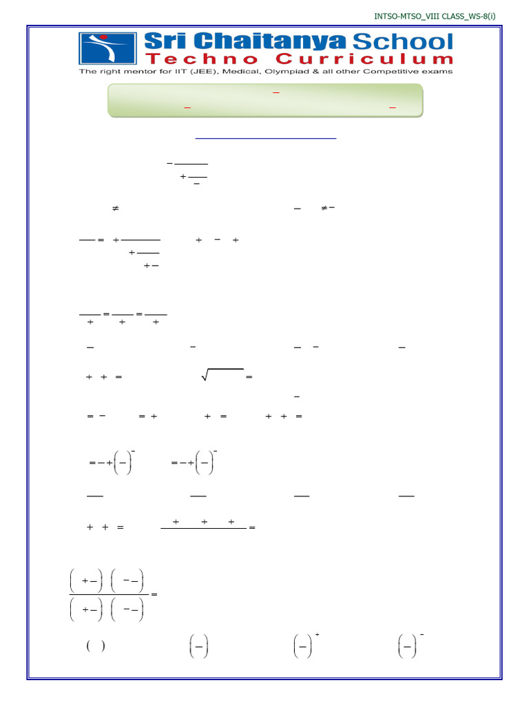 Algebraic Expressions Worksheet for VIII Class | PDF | Mathematics ...
