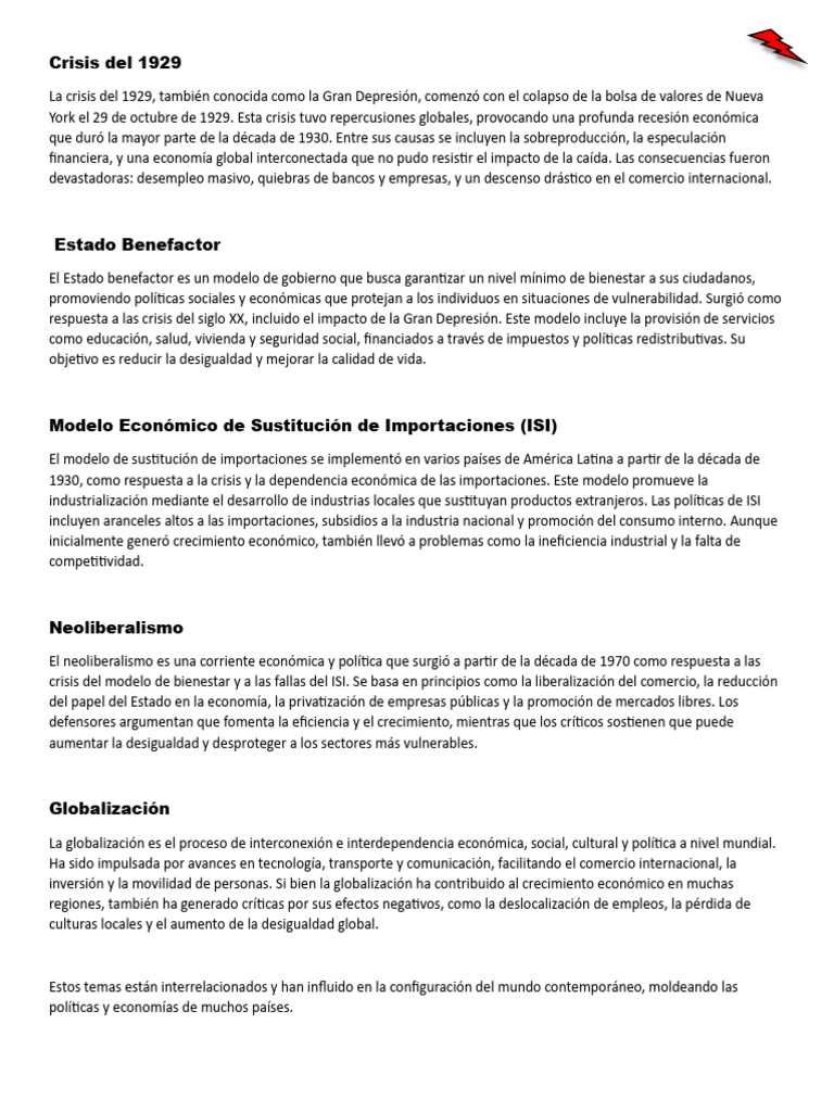 Impacto de la Crisis del 29 en Políticas Económicas | PDF ...