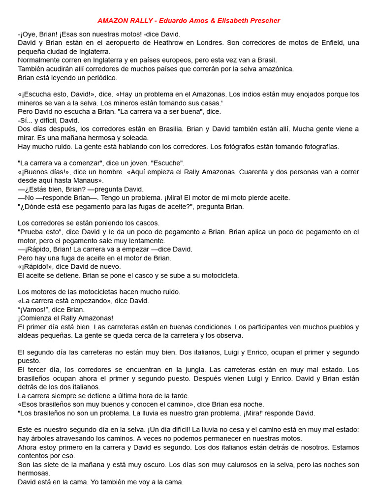 AMAZON RALLY - Eduardo Amos & Elisabeth Prescher | PDF