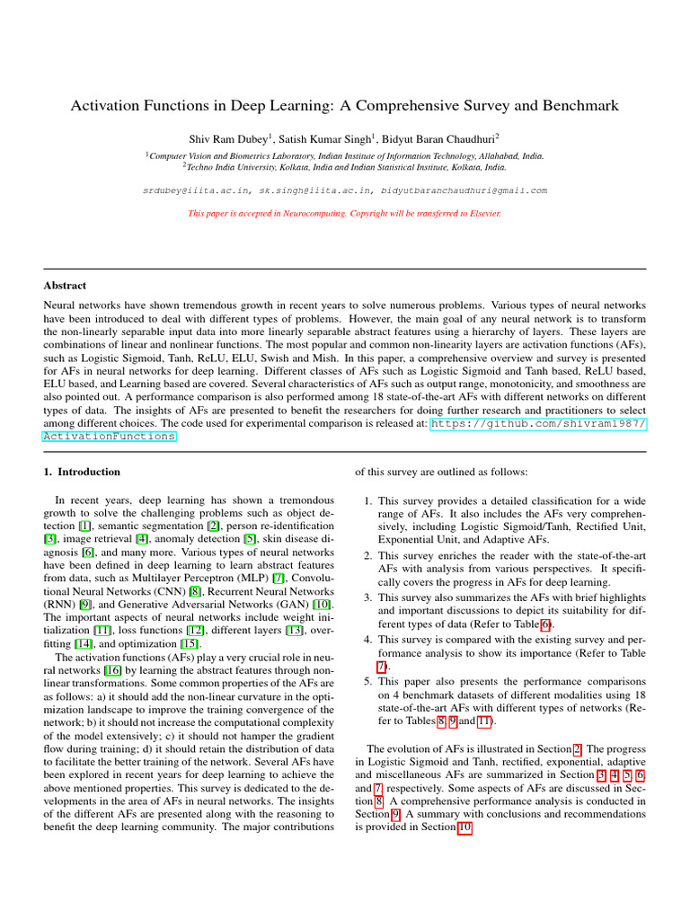 Activation Functions in Deep Learning: A Comprehensive Survey and ...