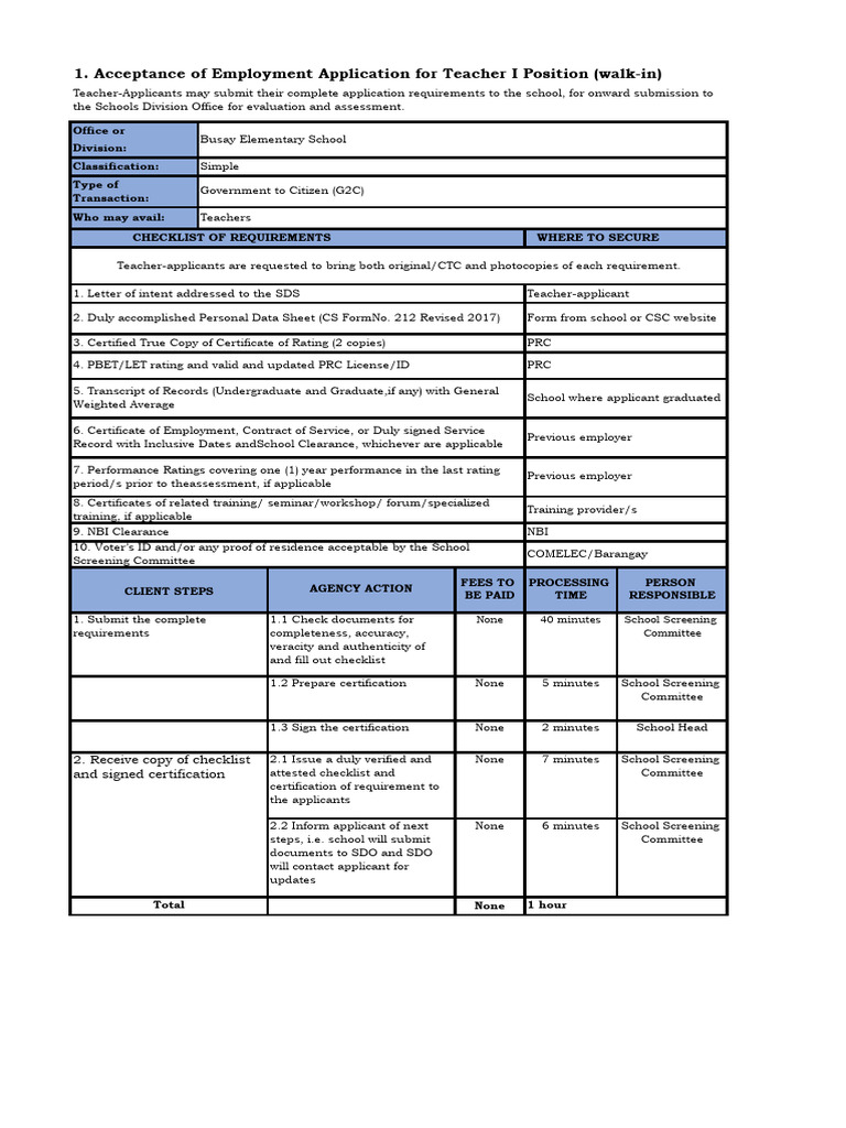 Teacher Employment Application Process | PDF | Libraries | Identity ...