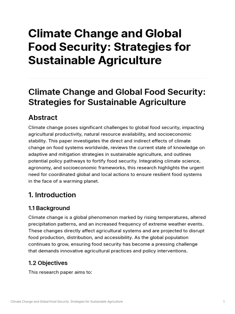 Climate Change's Impact on Food Security | PDF | Agriculture ...