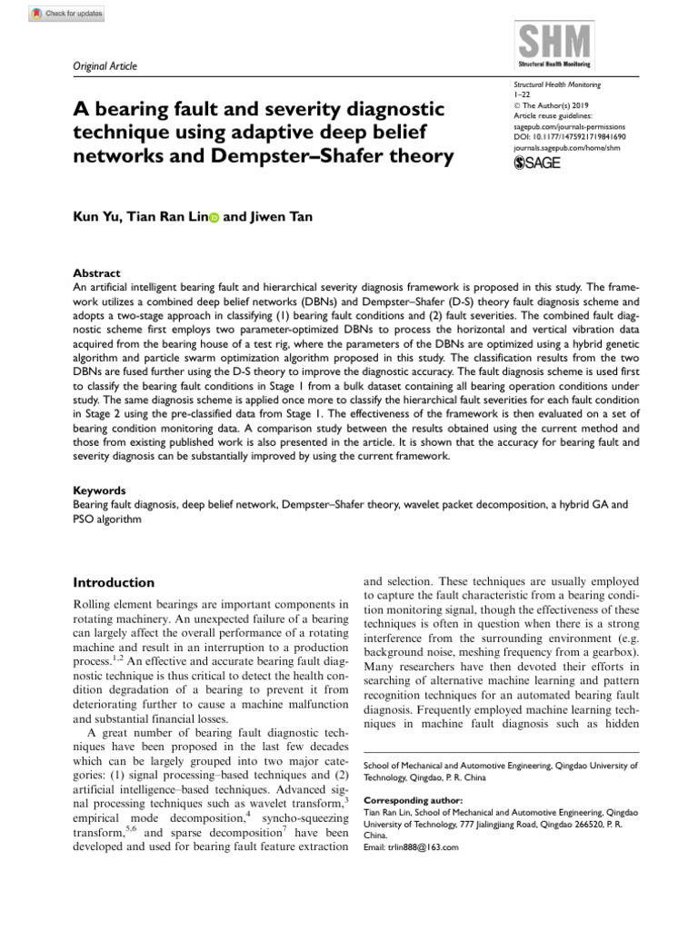A Bearing Fault and Severity Diagnostic Technique Using Adaptive Deep ...