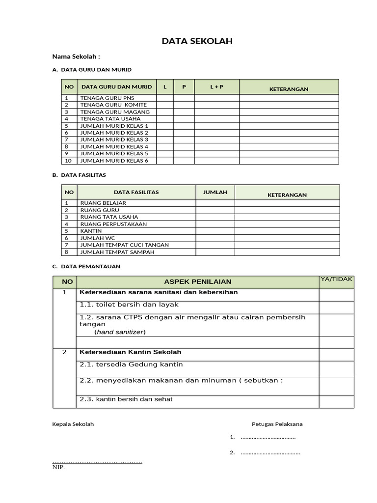 Data Sekolah: Guru, Murid, dan Fasilitas | PDF