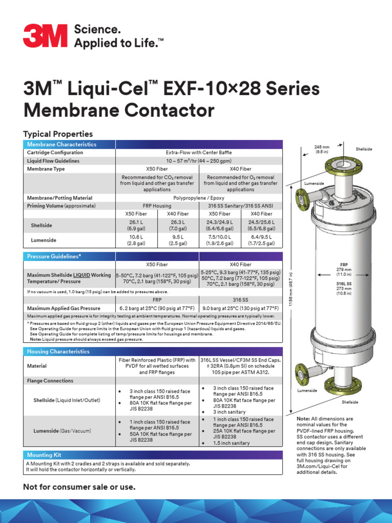 3M Liqui-Cel Membrane Contactor Specs | PDF | Safety | Pressure