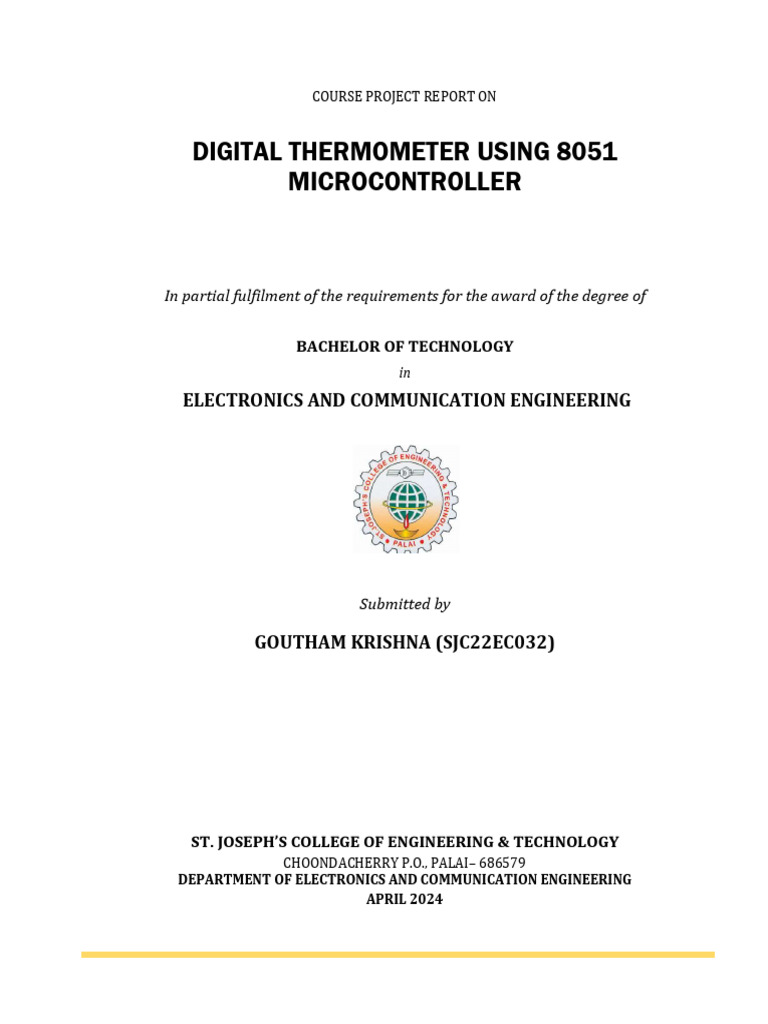 Digital Thermometer with 8051 MCU | PDF | Computer Engineering ...