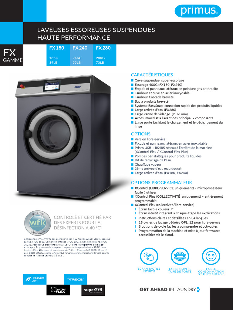 Laveuses Primus FX : Performance et Options | PDF
