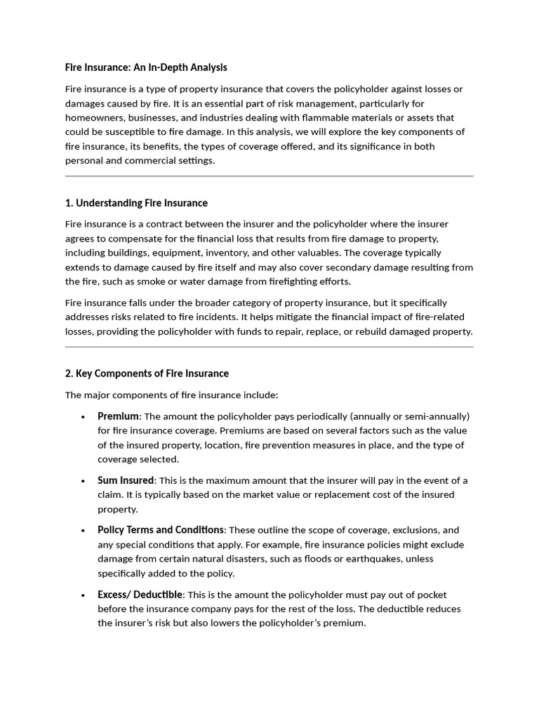 Comprehensive Guide to Fire Insurance | PDF | Insurance | Property ...