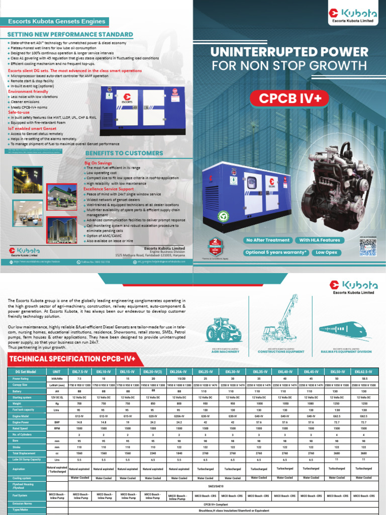 ESCORTS CPCB IV+ Broucher V002 - 01072024 | PDF | Engines
