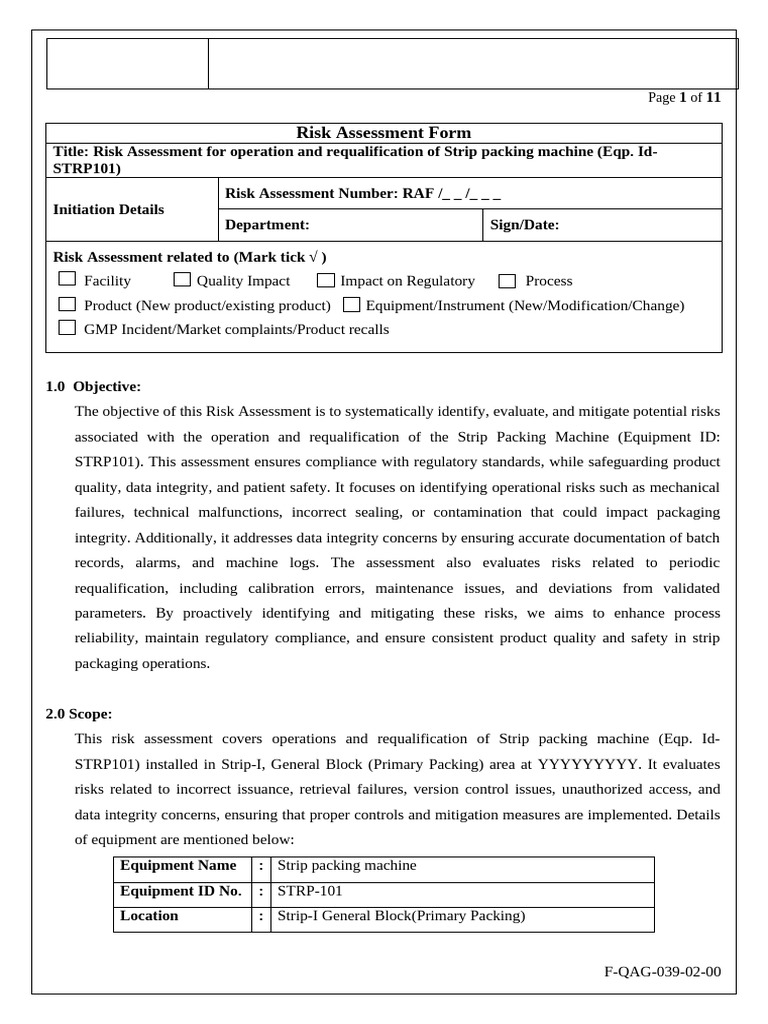 Risk Assessment for Strip Packing Machine | PDF | Risk | Risk Assessment