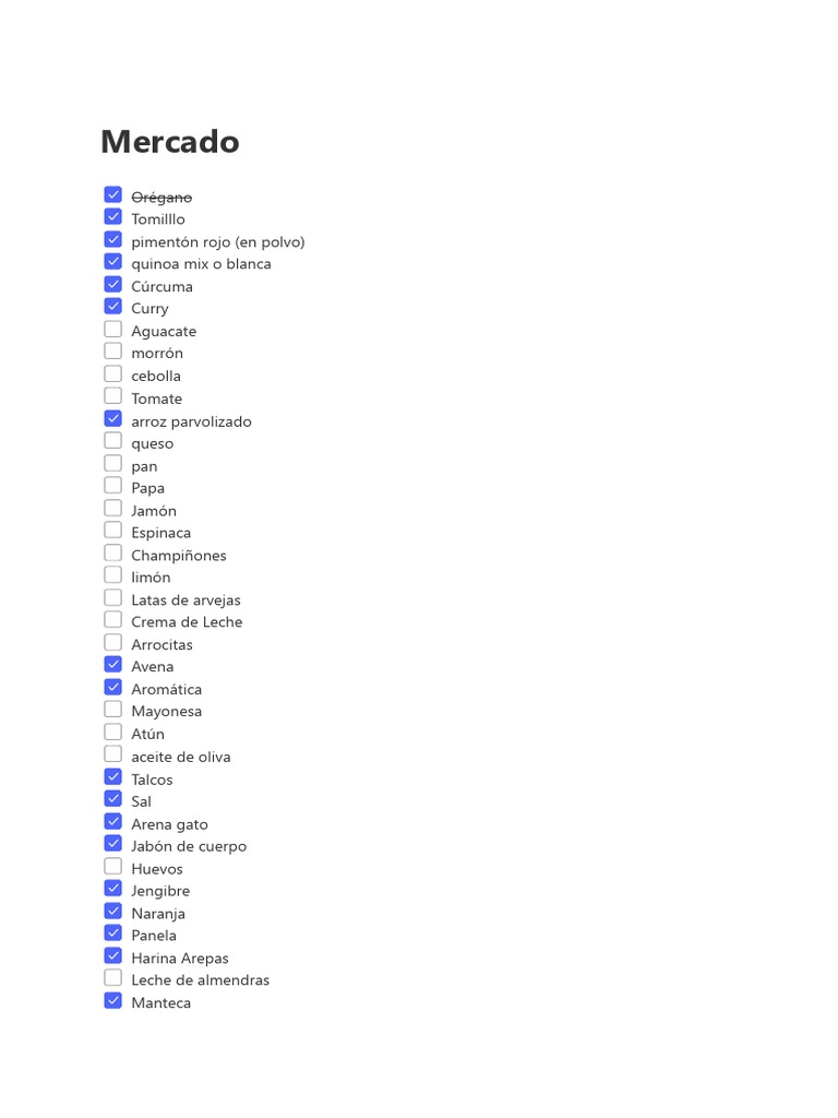 Lista de Compras Variada y Completa | PDF