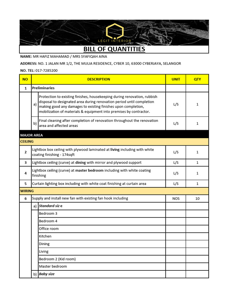 Curated visual reference: Comprehensive Renovation Bill Of Quantities Pdf Cabinetry Photo Inspiration