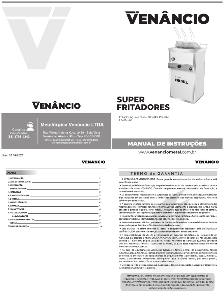 Peças para Fritador 30L FAOAP30 | PDF
