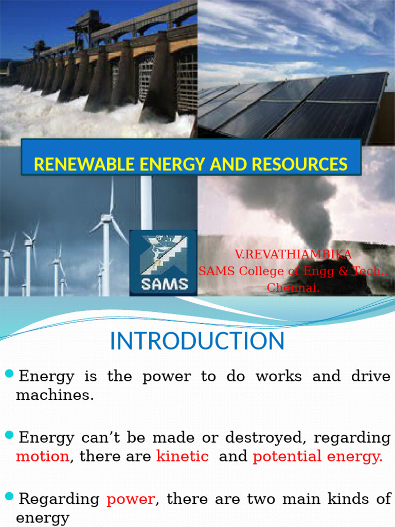 Overview of Renewable Energy Sources | PDF | Photovoltaics | Energy ...