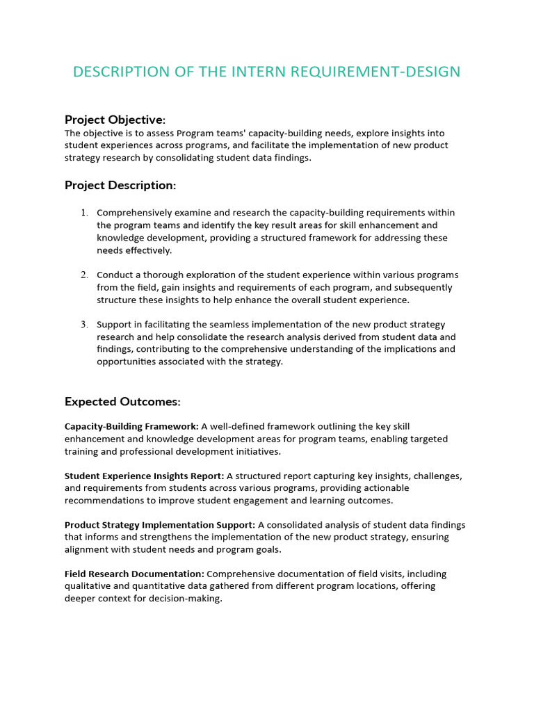 Intern Role: Design Capacity & Insights | PDF