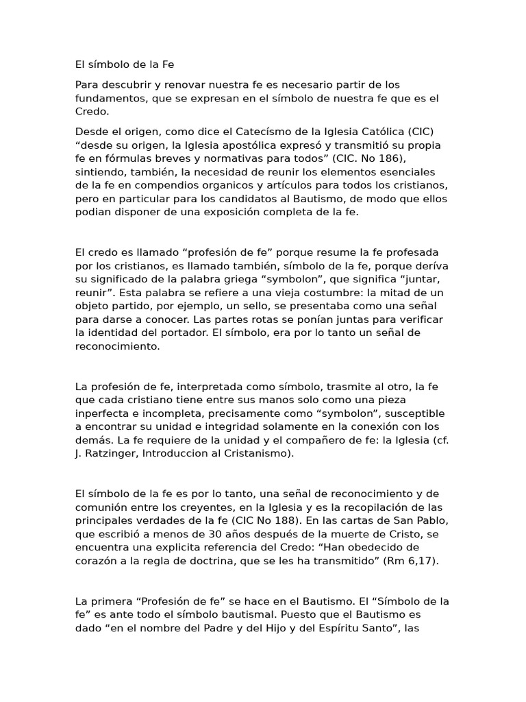El Credo: Símbolo de la Fe Cristiana | PDF | Credo | Creencia religiosa ...